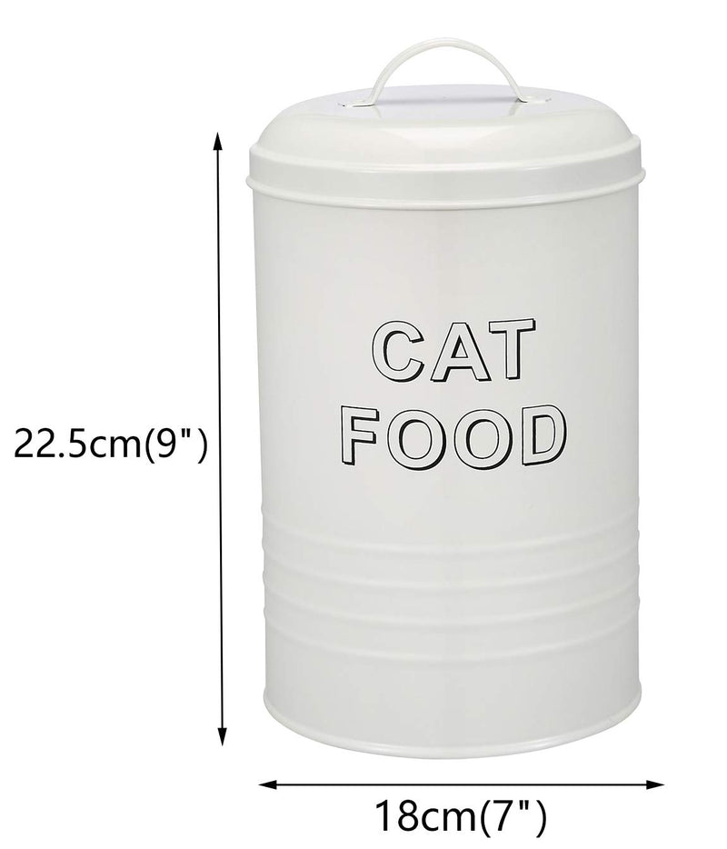 Morezi Circular design Dog Treat and Food Storage Tin with Lid and Serving Scoop Included - Coated Carbon Steel - Tight Fitting Lids - Storage Canister Tins - Cat Food White Cat Food (DIA:16xH:24cm) - PawsPlanet Australia