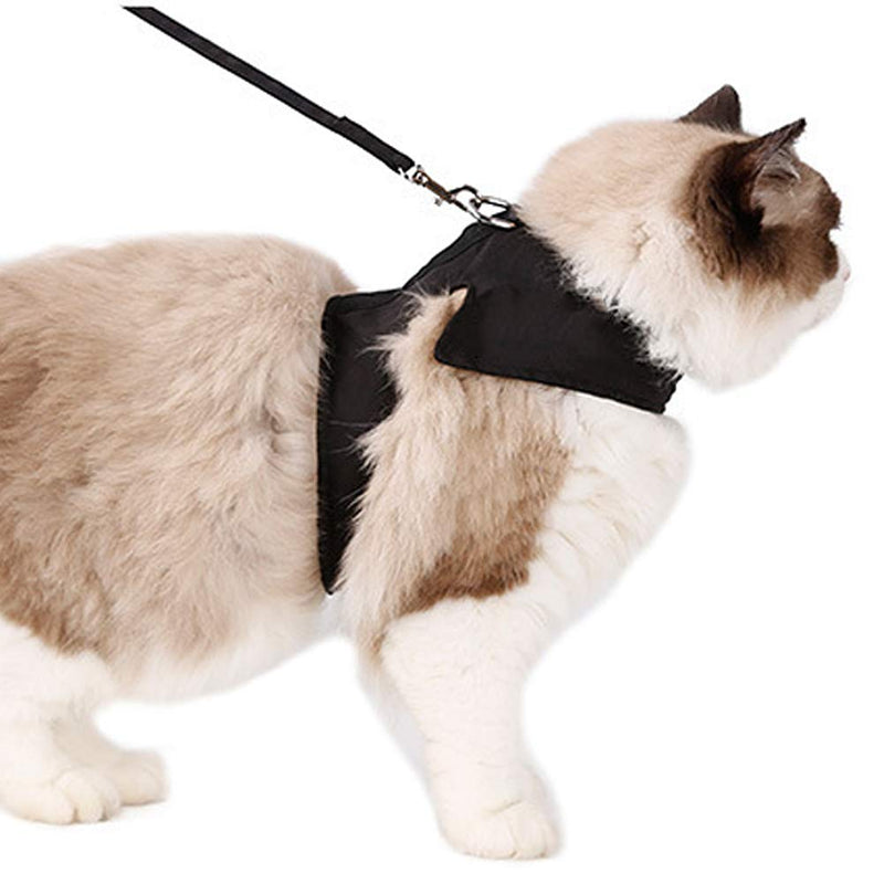 fushida Cat Harness and Leash Set Ultra-Light Kitten Collar Soft and Comfortable Escape Proof Cat Walking Jacket (Neck 15-26cm / Chest: 28-40 / Leash Length 120cm) (Black) Black - PawsPlanet Australia