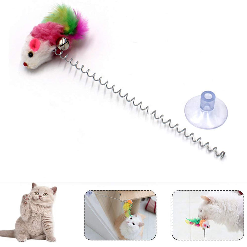 [Australia] - Retractable Cat Toys Wand with 5 Piece Teaser Refills, Interactive Cat Feather Toy for Cat Kitten Having Fun Exerciser Playing 3pcs Spring Mouse Toys 