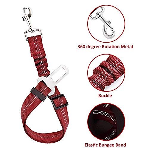 HomeChi dog adjustable car harness seat belt, Comfortable Vest Harness with Safety Seat Belt Adjustable Elastic Strap and Multi-function Breathable Fabric Vest in Vehicle for Dogs Medium Small Large M Red Canvas(harness&seatbelt) - PawsPlanet Australia