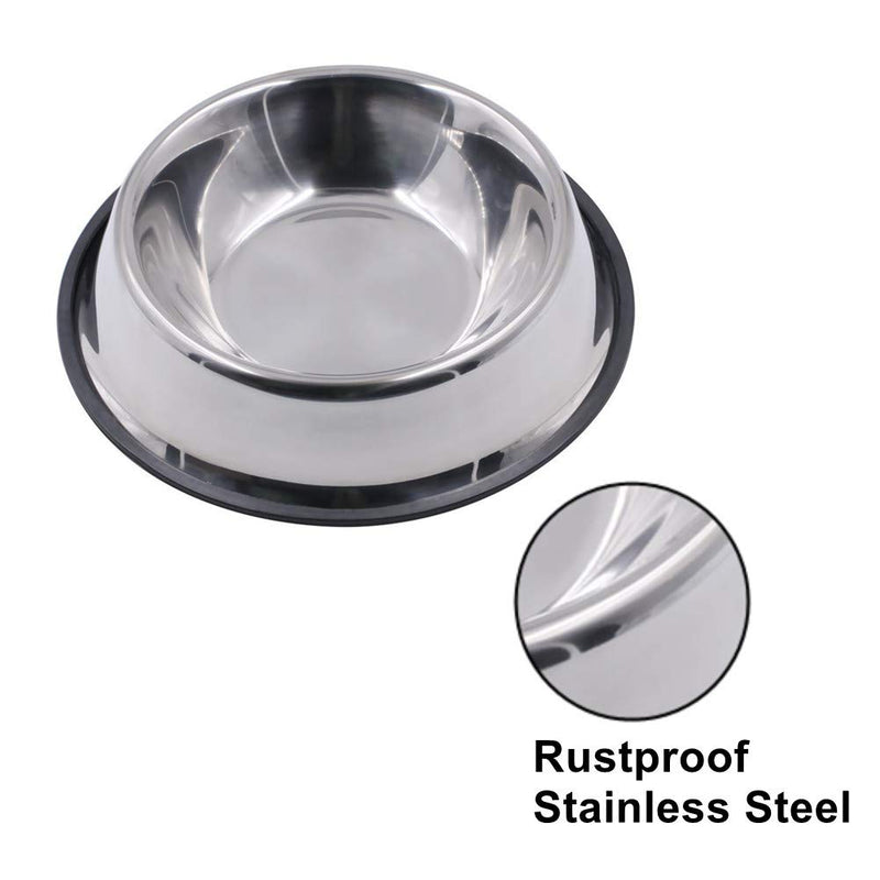 Kuiji Pets Bowls for Cats & Dogs Stainless Steel Non-slip Water Bowl Feeder Bowl Rubber Base (S, Silver) - PawsPlanet Australia