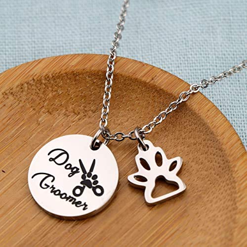 Pet Groomer Gift Dog Groomer Necklace Vet Tech Jewelry Paw Print Charm Necklace Gift for Animals Lover - PawsPlanet Australia