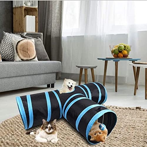 Alnicov Cat Tunnel Toy 3 WayT-Shaped Cat Tunnel Toys Outdoor Collapsible Crinkle Pet ToyLarge Indoor Foldable Play Tunnel Tubes - PawsPlanet Australia