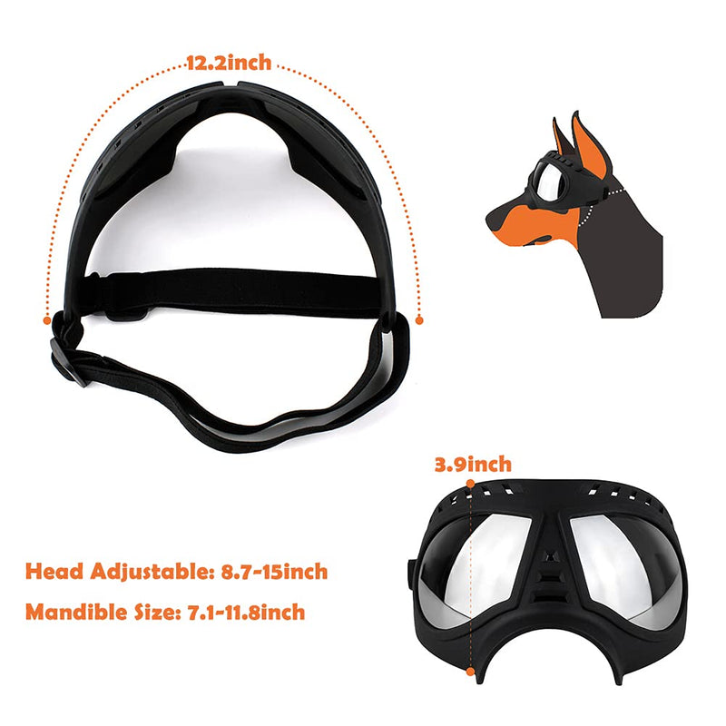 Dog Goggles Medium or Large Dog Sunglasses Anti-UV Waterproof Windproof Snowproof Eye Protection Dog Skiing Eyewear for Long Snout Dogs Black - PawsPlanet Australia