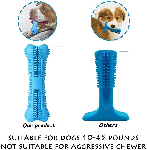 YISI Dog Toothbrush Stick 2 Pack - Dog Chew Toys for Small and Medium Breed - Doggie Dental Bone Brushing Food Safety Grade Natural Silicone pet Brush Bite-Resistant for Puppy Teeth Cleaning blue and green - PawsPlanet Australia