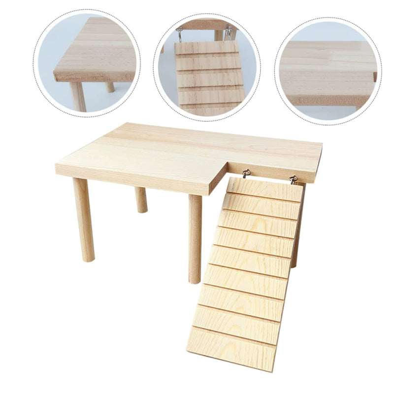 BCOATH Hamster Wooden Platform With Ladder Cat Toy Small Animal Chew Toy Hamster Supplies Small Animals Small Hamster - PawsPlanet Australia
