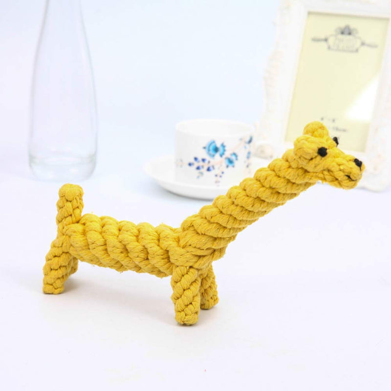 POPETPOP Pet Dog Cotton Giraffe Rope Toys Interactive Chew Play Toys Dog Molar Teeth Cleaning Toys - PawsPlanet Australia