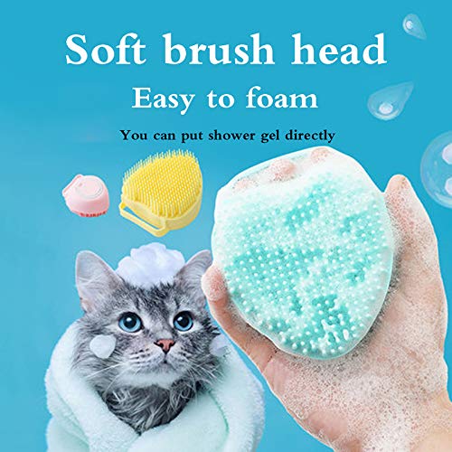 Dog Bath Brush, Dog Shampoo Brush, Soft Silicone Pet Brushes for Dogs, Soap and Shampoo Dispenser for Daily Grooming, Dog Washing Brush for Long Short Haired Dogs and Cats Pink + green - PawsPlanet Australia