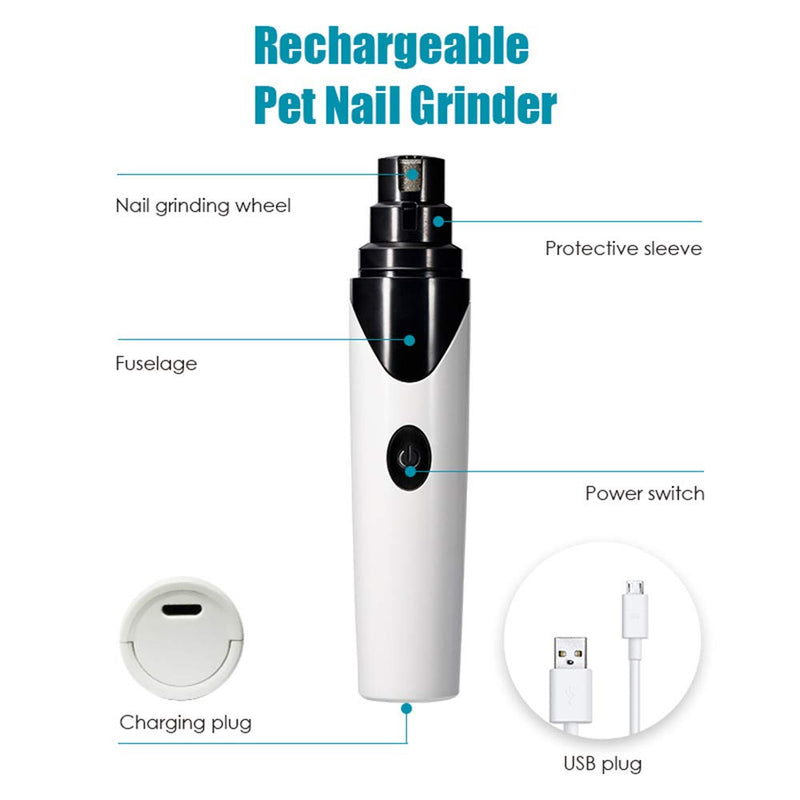 Cotify Dog Nail Grinder, Electric Pet Nail Clippers, Automatic Nail Polisher Ultra Quiet Cordless Usb Rechargeable Manicure Device Claw Care for Small Medium Large Dogs & Cats - PawsPlanet Australia