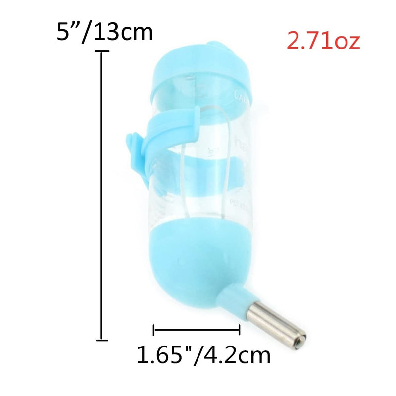 3 in 1 Hamster Hanging Water Bottle Pet Auto Dispenser with Base for Dwarf Hamster Mouse Rat Hedgehog (80ML, Blue) 80ML - PawsPlanet Australia