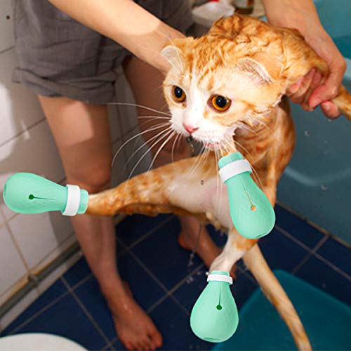 [Australia] - Fanme Anti-Scratch Boots Silicone Cat Shoes Boots Rubber Nail Cover Precaution Scratch Gloves Cat Paw Protector Pet Grooming Scratching Booties for Home Bathing Shaving Checking Treatment 