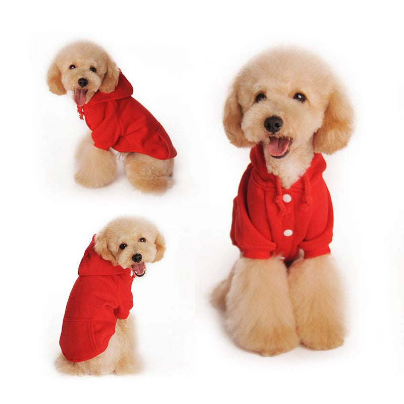 EASTLION Dog Cat Hoodie Warm Sweater Cotton Pullover Pet Clothes Apparel for Puppy Small Dogs Cats,Red XL Red - PawsPlanet Australia