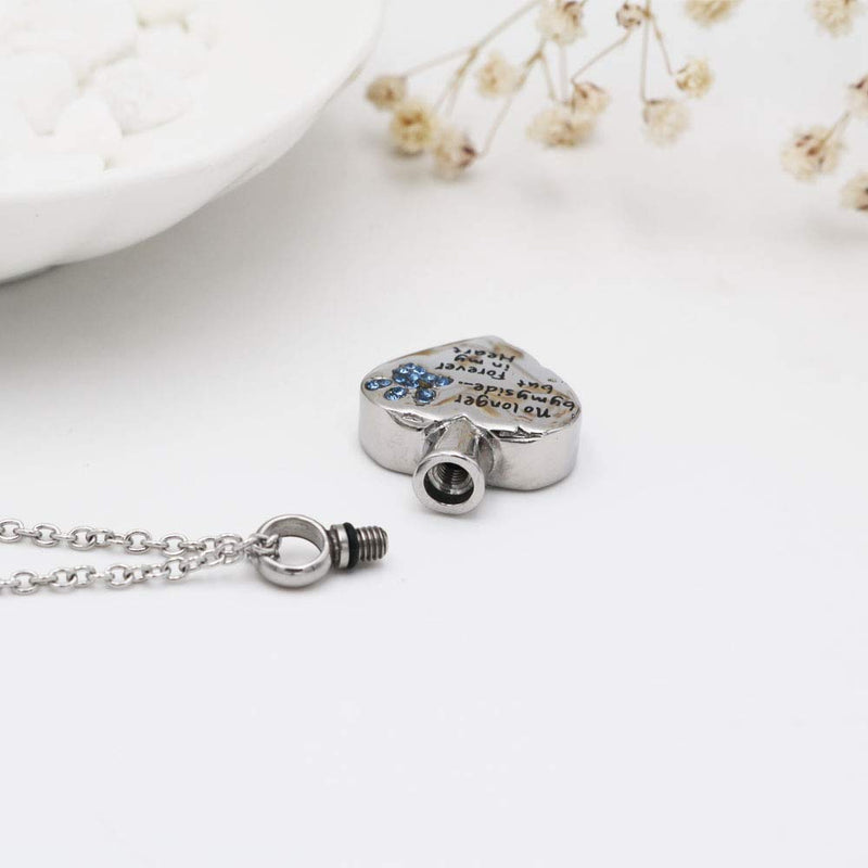 [Australia] - Fashion Pet Cremation Jewelry Stainess Steel Heart Keepsake Ashes Necklace Dog Cat Paw Memorial Urn Pendant Blue 