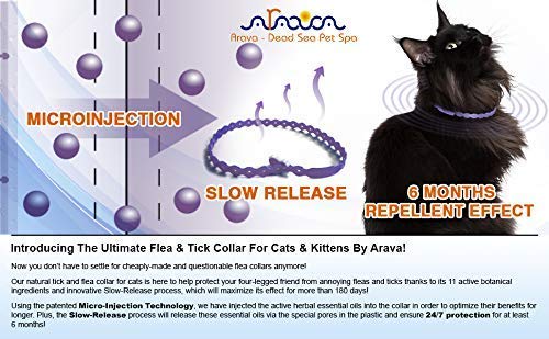 [Australia] - Arava Flea & Tick Prevention Collar - for Cats & Kittens - Length-14'' - 11 Natural Active Ingredients - Safe for Babies & Pets - Safely Repels Pests - Enhanced Control & Defense - 6 Months Protection 