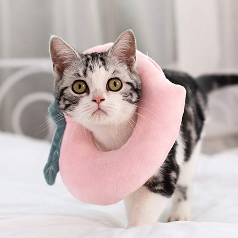 N/F Heiqlay Cat Elizabethan Collar Soft, Pet Headgear Cat Cone Collar Soft Soft Pet Recovery Cone with Adjustable Soft Edge Pet Headgear for Anti-Bite Lick (1pc, peach heart pink, M) - PawsPlanet Australia