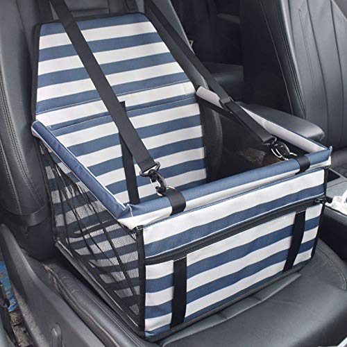 Dog Car Seat Car Booster Seat for Dogs or Cats, Car Dog Transport Bag Oxford Breathable Waterproof Folding Booster Seat Cover with Travel Safety Belt for Puppies (BLUE&WHITE) BLUE&WHITE - PawsPlanet Australia