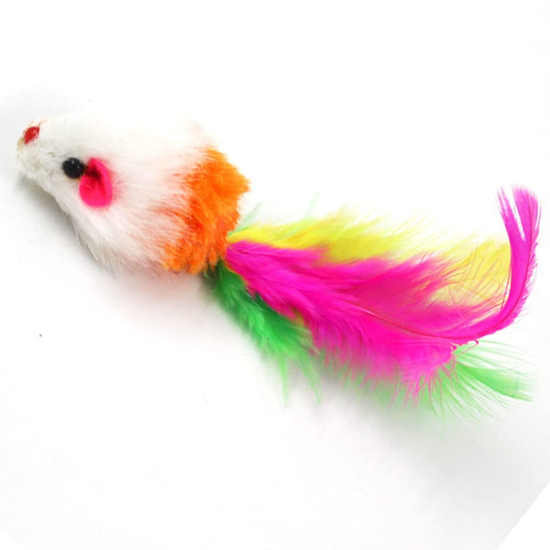 10 Furry pet Cats, Toy mice, cat Toy mice, cat pet Toys, Feather Tails, Interactive cat Toys for Indoor Cats and Kittens 10 feather mice - PawsPlanet Australia