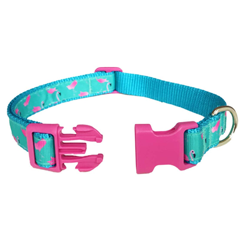 [Australia] - azuza Bowtie Dog Collar, Soft Adjustable Dog Collar with Bowtie, Fun Patterns & Bright Color for Small Medium and Large Dogs L (Neck:18'' - 26'') Flamingo 