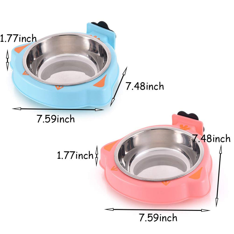 [Australia] - kathson Crate Dog Bowl Removable Stainless Steel Hanging Cage Pet Food & Water Feeder Bowls Coop Cup for Puppy Cat Bird(2 PCS) 