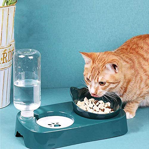 Aebor Gravity Water Bowl Cat Dog，Anti Wet cat Dog Mouth pad/Anti-Slip Base, Pet Automatic Water Dispenser with Detachable Bowl and 500ml Water Bottle, Pet Feeder for Small Medium Size Dog Cat (Blue) Blue - PawsPlanet Australia