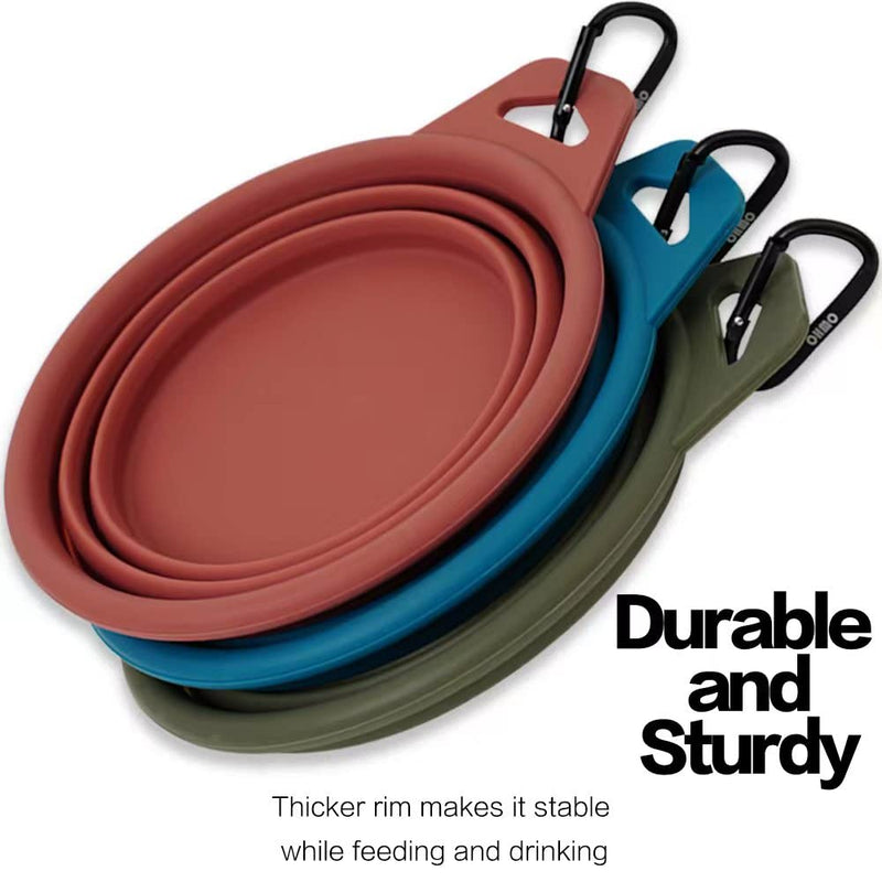 OHMO Collapsible Large Dog Bowl, 900ml, Portable Pet Feeding Bowl with Carabiner for Medium to Large Pets, Sturdy, Lightweight, Unique Designed, Great for Indoor Outdoor Travel (Camouflage Green) Camouflage Green - PawsPlanet Australia