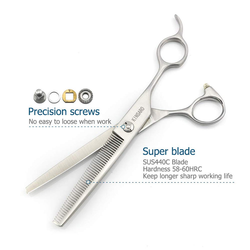 [Australia] - KINSARO Dog Grooming Scissors Dog Grooming Chunkers Dog Grooming Shears Dog Thinning Scissors for Dog 7" 6.75" Matte Silver 6.75" 46 Teeth Thinning 