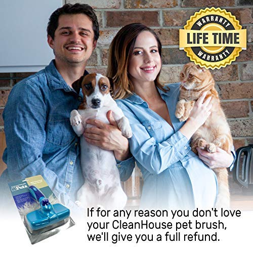 [Australia] - CleanHouse Pets Cat and Dog Hair Brush - No More Shedding | Easy Self Cleaning Button! All Pet Sizes, Small to Large. Pro Grooming Slicker Brushes, Removes Loose Hairs, Tangles, Cleans & Desheds blue 