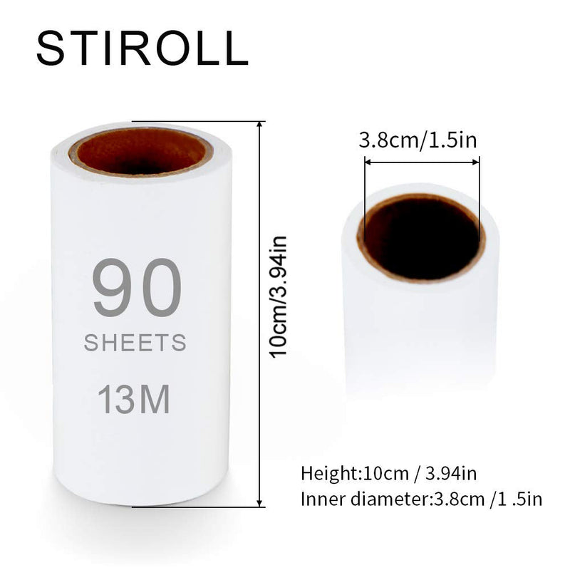 STIROLL lint Roller refills, 12 pcs pet hair remover with156 Meters Pre-Cut extra sticky sheets, (90 Sheets per Refill, Total 1080 Sheets) - PawsPlanet Australia