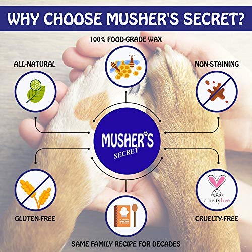 [Australia] - Musher's Secret Dog Paw Wax (2.1 Oz): All Season Pet Paw Protection Against Heat, Sand, Snow. with Beeswax, Great for Dogs, Cats, Horses, and Chickens 