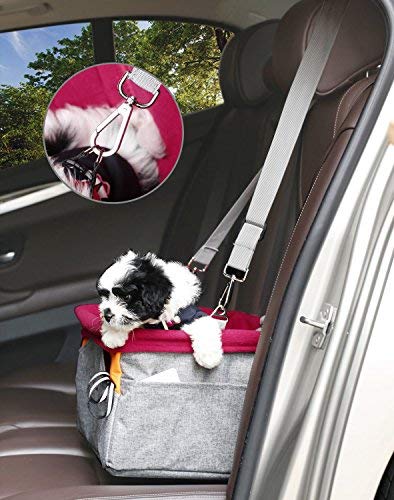 [Australia] - Legendog Dog Car Seat, Pet Booster Portable Travel Pet Car Seat Carrier for Dogs & Cats, Waterproof Pet Booster Carrier with Cushion & Adjustable Strap (Pet Car Seat) Red 