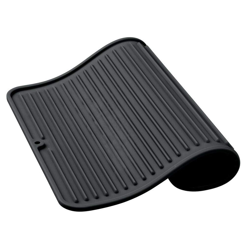 mDesign Silicone Pet Food Mat - Medium Quick Drying Dog and Cat Food Mat Protects from Spilling - Pet Feeding Mat - Dishwasher Safe - Black 30.5 x 30.5 cm - PawsPlanet Australia