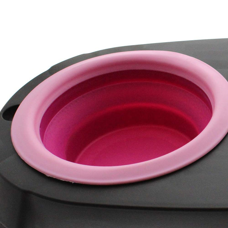 Collapsible Pet Bowl Set Travel Twin Dish Outdoor Compact Non Slip Double Food Water Cat Dog [Pink] Pink - PawsPlanet Australia