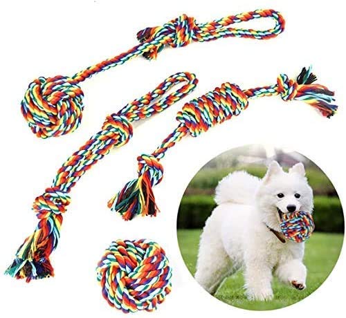 GZGZADMC Puppy Dog Rope Toys, Dog Toys Chew Rope Set for Teething, Tug and Play, Rope Dog Toy Durable Chew Material Puppy Toys Set for Puppy& Medium Dogs (4Pcs) - PawsPlanet Australia