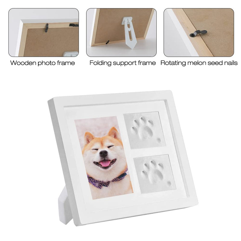 Gobesty Pet Pawprint Keepsake Kit, Paw Print Kit Frame, Pet Memorial Photo Frame, Great for Dog Or Cat,White - PawsPlanet Australia