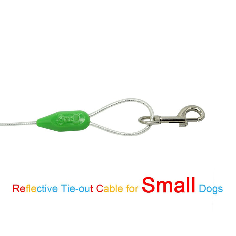 [Australia] - Petest Reflective Tie-Out Cable for Dogs Up tp 10/35/60/90/125/250 Pounds, 10ft 15ft 20ft 25ft 30ft 40ft Length Available 35lbs25ft Green & Silver 