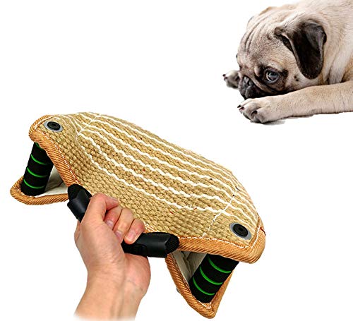 Morezi Dog Targeting Bite Wedge Tug Toy 2 Handle with 1 Loop Jute/Linen for Small and Medium Dogs - PawsPlanet Australia