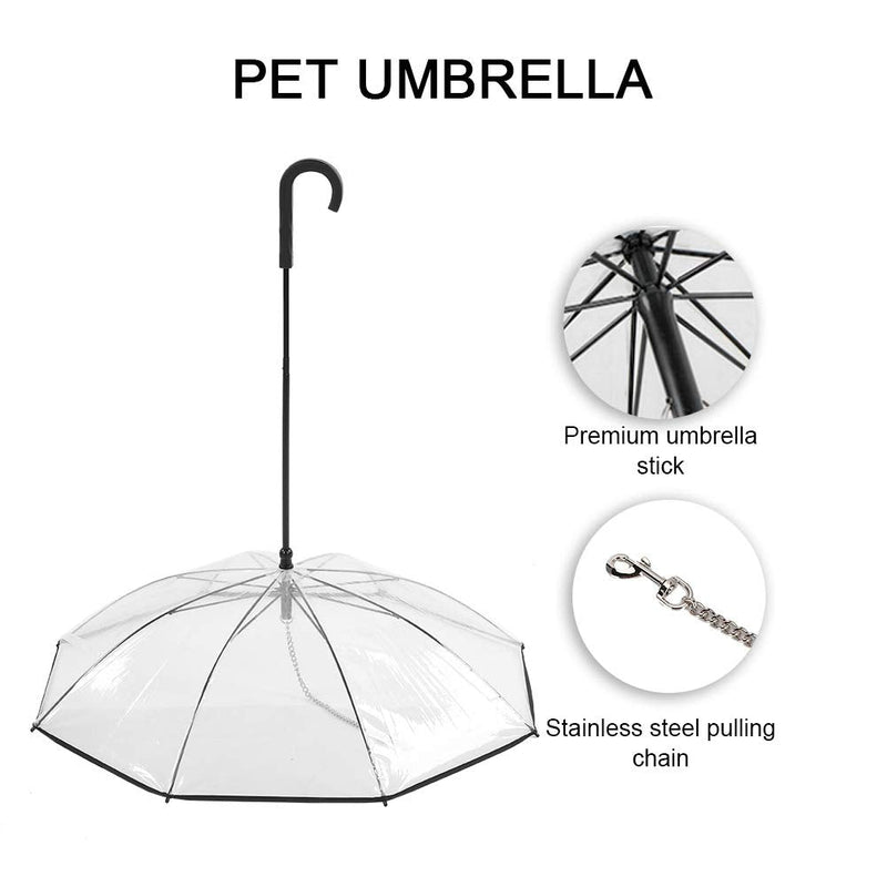 Portable Transparent Pet Umbrella with Pulling Leash, Assemble Type Dog Cat Umbrella for Dogs and Pet Lover (Transparent) - PawsPlanet Australia