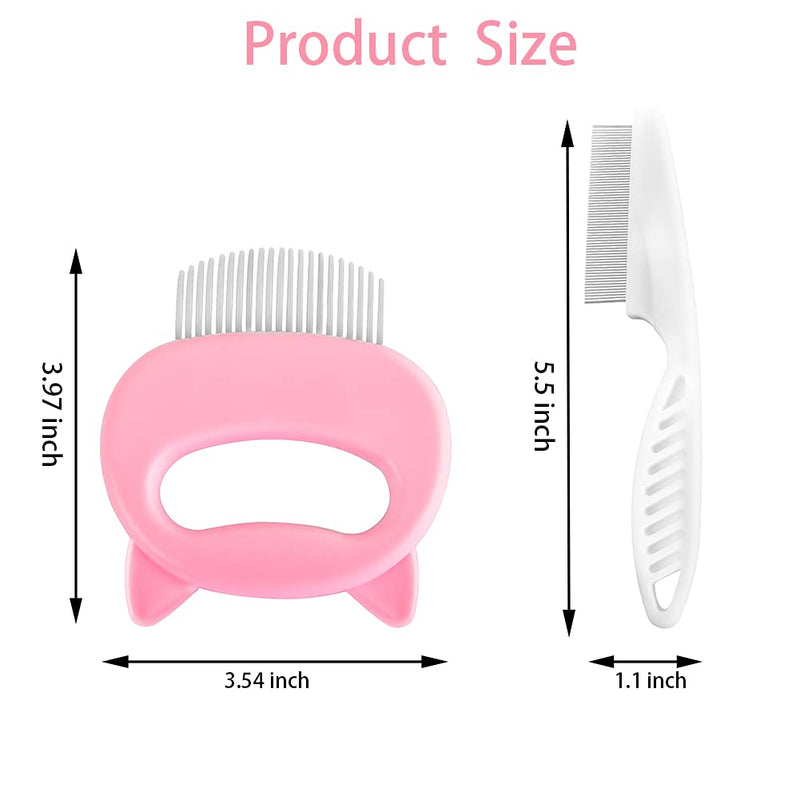 JIMEJV 2 Pcs Cat Massage Comb for Short and Long Hair, Pet Shell Comb Gentle Grooming Tool Dogs Cat Hair Brush Removal Tool for Shedding Matted Fur, Knots and Tangles(Pink) - PawsPlanet Australia