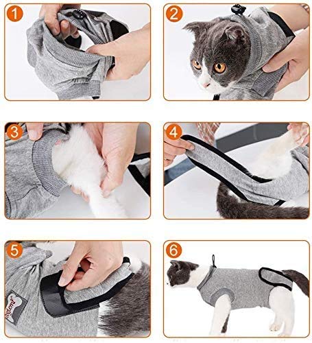 Doglemi Cat Recovery Suit Cat Surgery Soft Wear Coat E-Collar Alternative with Elastic Buckle Recovery Suits for Cats and Dogs Wounds and Skin Diseases Indoor M - PawsPlanet Australia