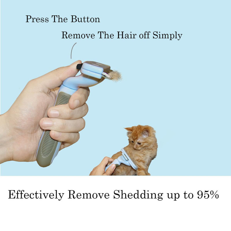CUESVAP dog brush undercoat, professional cat brush easily removes dead hair, stainless steel undercoat brush for short hair and long hair, dogs and cats blue - PawsPlanet Australia