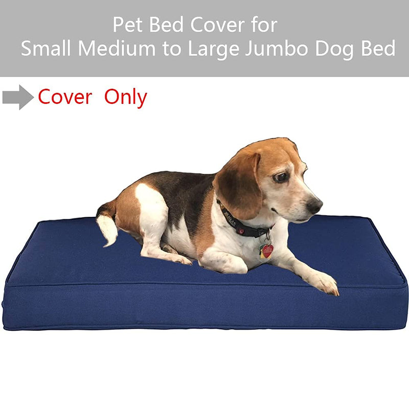 Lmeison Dog Bed Cover, Waterproof Pet Bed Oxford Zipper External Cover for Small Medium to Large Jumbo Dog Bed, Washable and Durable, 27"X22"X5", Navy Blue, Replacement Cover Only Small-22 x 5 x 27 inches(LxHxW)-Cover Only Dark Navy Blue - PawsPlanet Australia