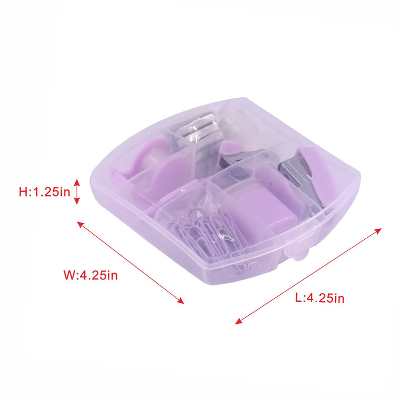 Mini Stapler Kit Office Supplies Kits - Includes Mini Stacker, Scissors, Staple Remover, Staples, Tape Dispenser (Purple) Purple - PawsPlanet Australia