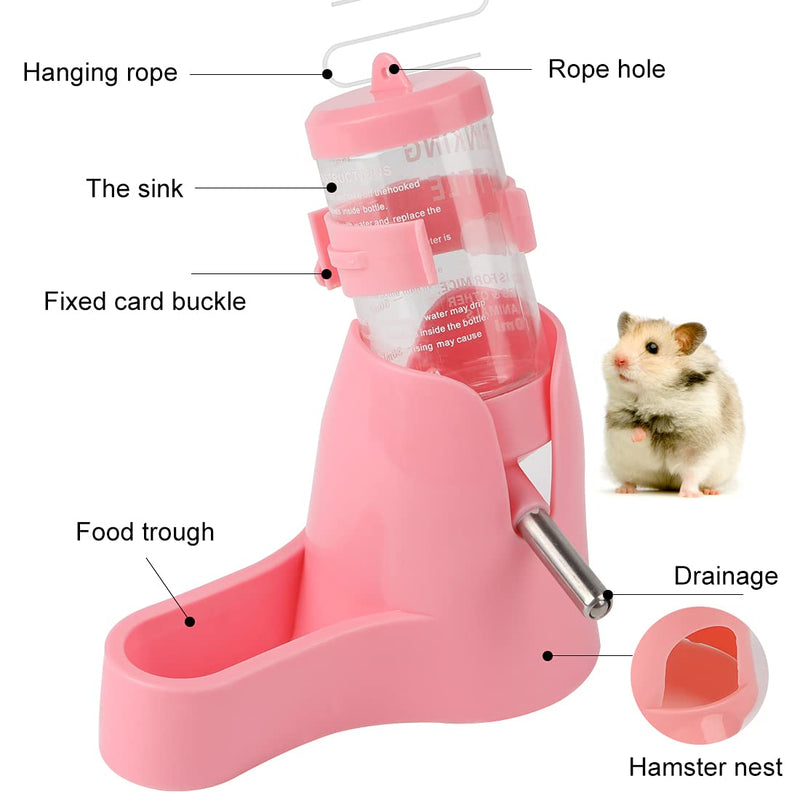 6 Inch Hamster Exercise Ball Small Animals Hamster Running Ball Wheel + Pet Small Animals Hamster Hideout Drinking Waterer 3-in-1 Hanging Water Feeding Bottles Auto Dispenser for Hamsters Rats Pink - PawsPlanet Australia
