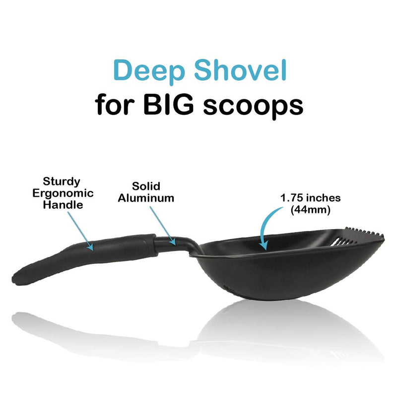 [Australia] - Pets First Cat Litter Scooper - Ergonomic & Easy Grip Design Deep Cleaning with A Non-Stick & No Residue Build-Up – Solid Aluminum, Waterproof - Bonus Hook - 1.75 x 13.25 x 5 