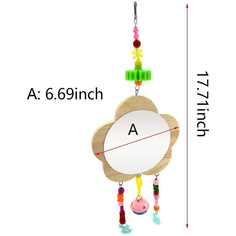 Bird Mirror Bird Mirror Hanging Bell Chicken Toy Hanging Chicken Mirror Toy With Bell Wooden Pecking Toy For Chicks Hens Coop And Small Birds - PawsPlanet Australia