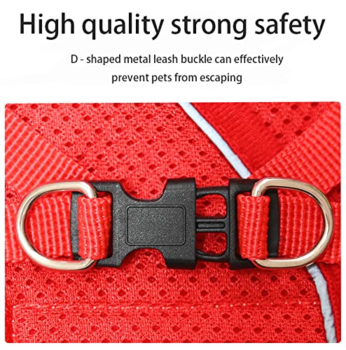 Cat Harness Leashes Tow Rope Polyester mesh Breathable Straps for Escape、Cat Vest Harness with Reflective Strap XS Red - PawsPlanet Australia