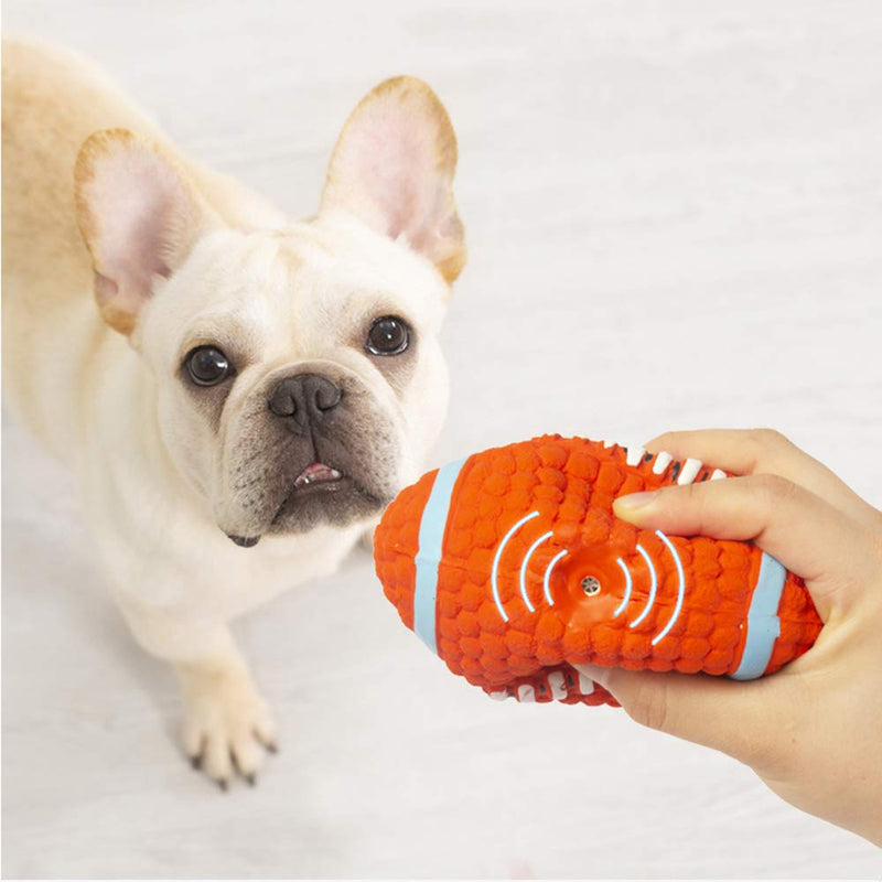 AIPINQI Dog Toy Ball, Safe Dogs Chew Toy Durable Rubber American Football Funny Interactive Dog Toys for Samll Medium Dogs, 5.71in / 14cm, Orange - PawsPlanet Australia