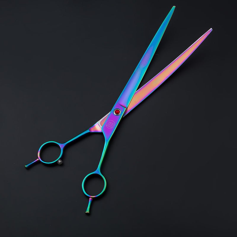 Moontay Professional 9.0 inch Upward Curved Barber Hair Cutting Scissors Salon Shears for Pet Groomer or Family DIY (Multi-colored) Multi-colored - PawsPlanet Australia
