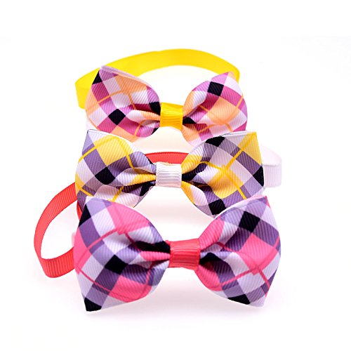 [Australia] - 10pcs/pack Classic Plaid Style Pet Puppy Dog Cat Bow Ties Adjustable Dog Bowties Pet Grooming Accessories 