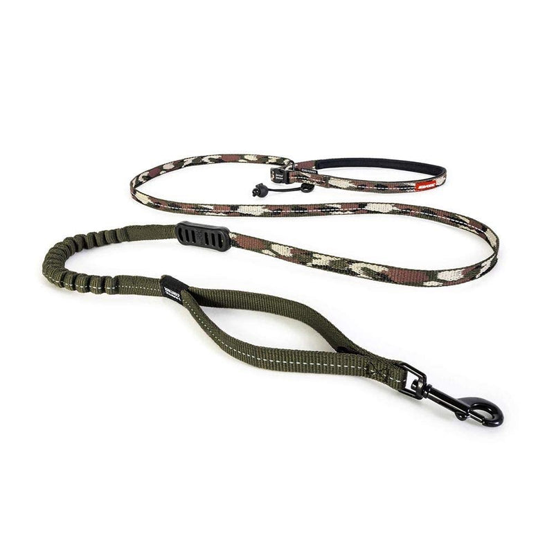 EzyDog Jogging Dog Lead for Small and Medium Dogs - Jogging Lead Road Runner LITE 210cm - Lead for Jogging with Dog, Reflective, Elastic with Bungee Shock Absorber (12mm, Camo) 1.2 x 210cm Green Camo - PawsPlanet Australia